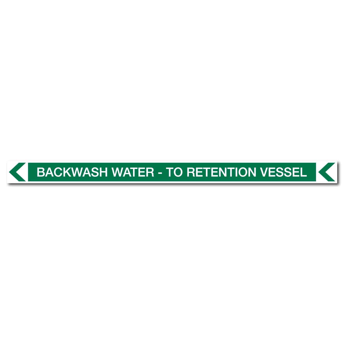 Pool/Spa - Backwash Water - To Retention Vessel (Left) - Pipe Marker Sticker - New Signs