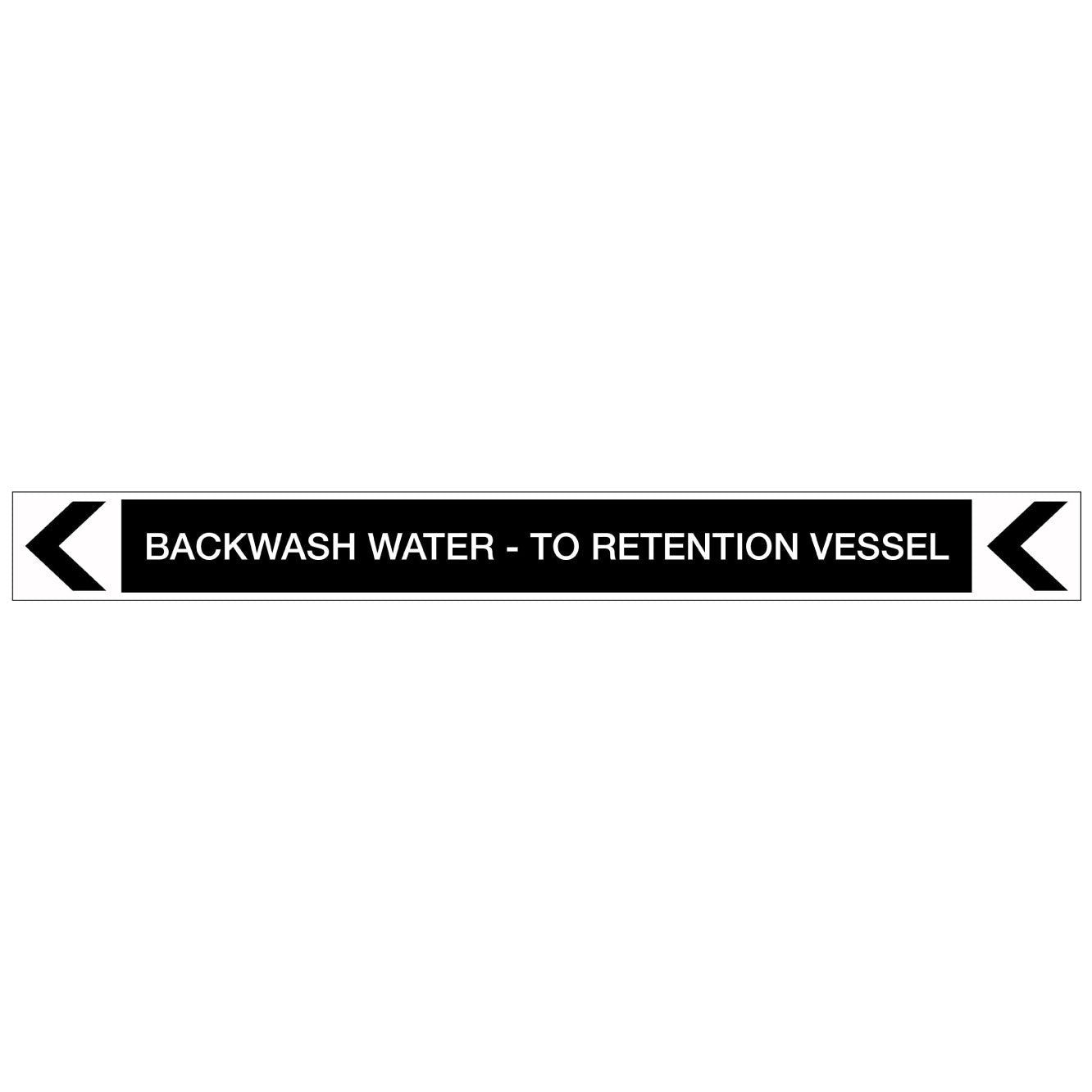 Pool/Spa - Backwash Water - To Retention Vessel (Left) - Pipe Marker Sticker - New Signs