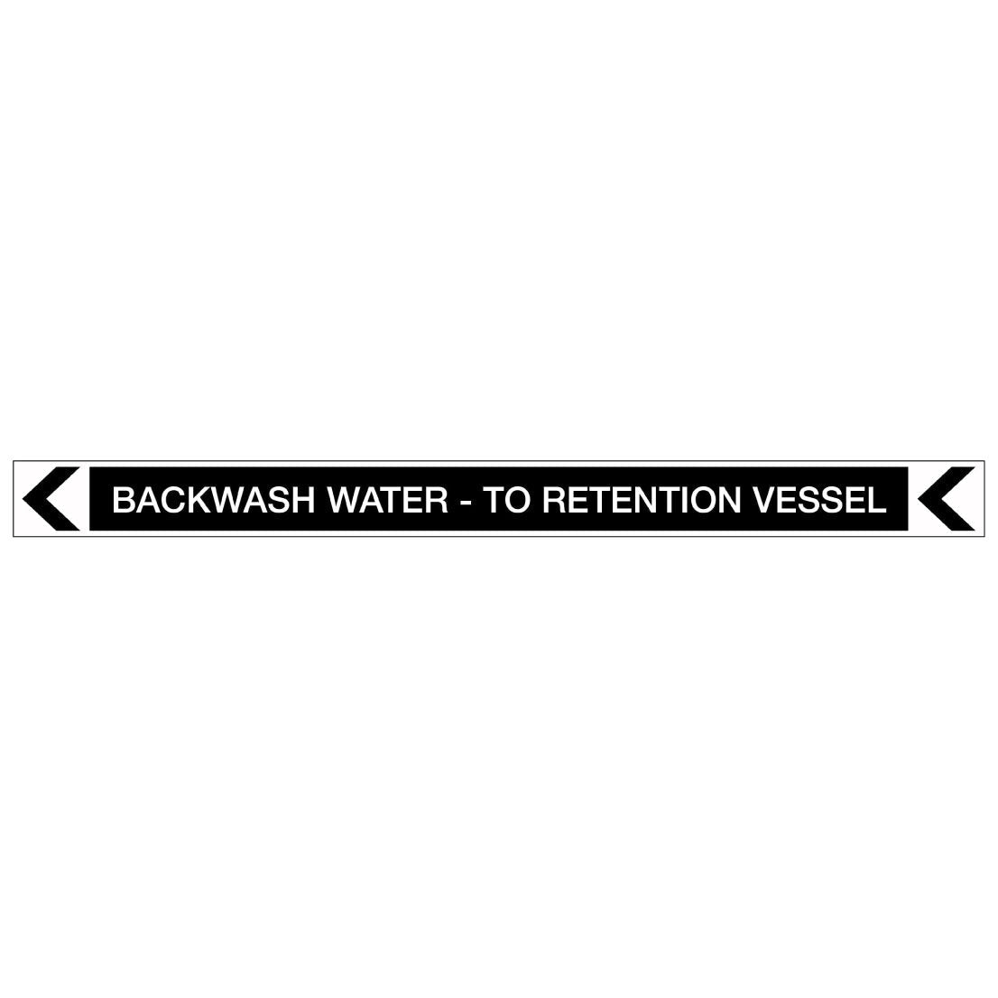 Pool/Spa - Backwash Water - To Retention Vessel (Left) - Pipe Marker Sticker - New Signs