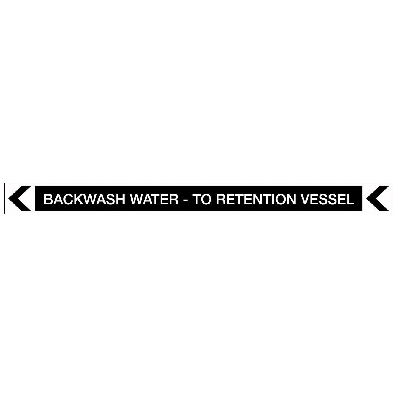 Pool/Spa - Backwash Water - To Retention Vessel (Left) - Pipe Marker Sticker - New Signs