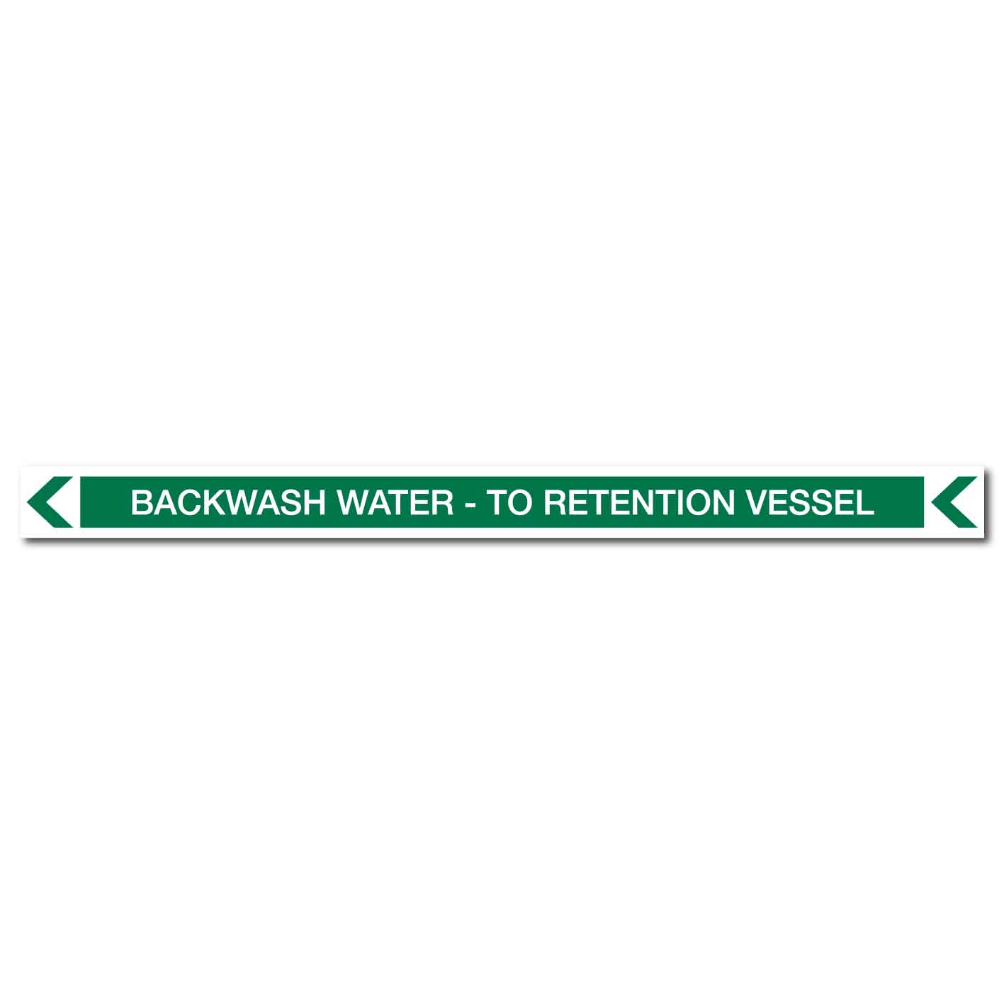 Pool/Spa - Backwash Water - To Retention Vessel (Left) - Pipe Marker Sticker - New Signs