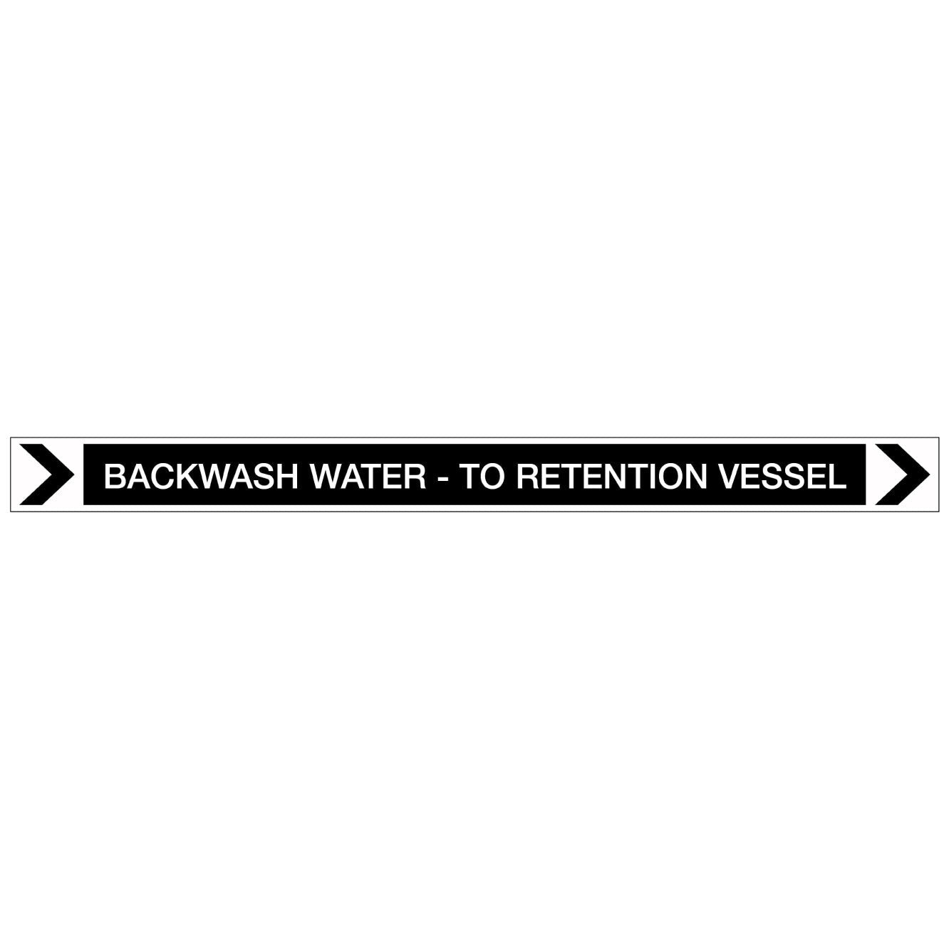 Pool/Spa - Backwash Water - To Retention Vessel (Right) - Pipe Marker Sticker - New Signs
