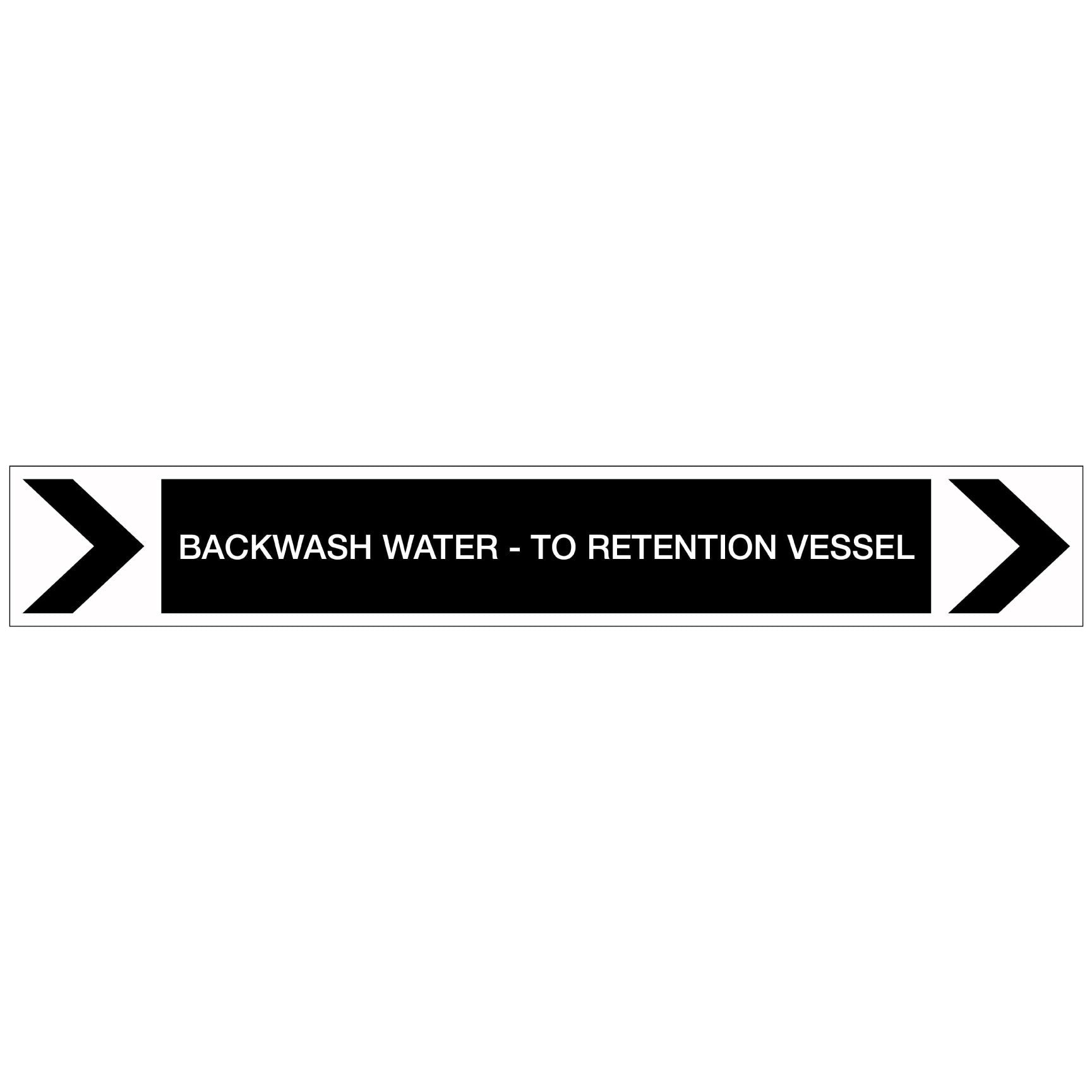 Pool/Spa - Backwash Water - To Retention Vessel (Right) - Pipe Marker Sticker - New Signs
