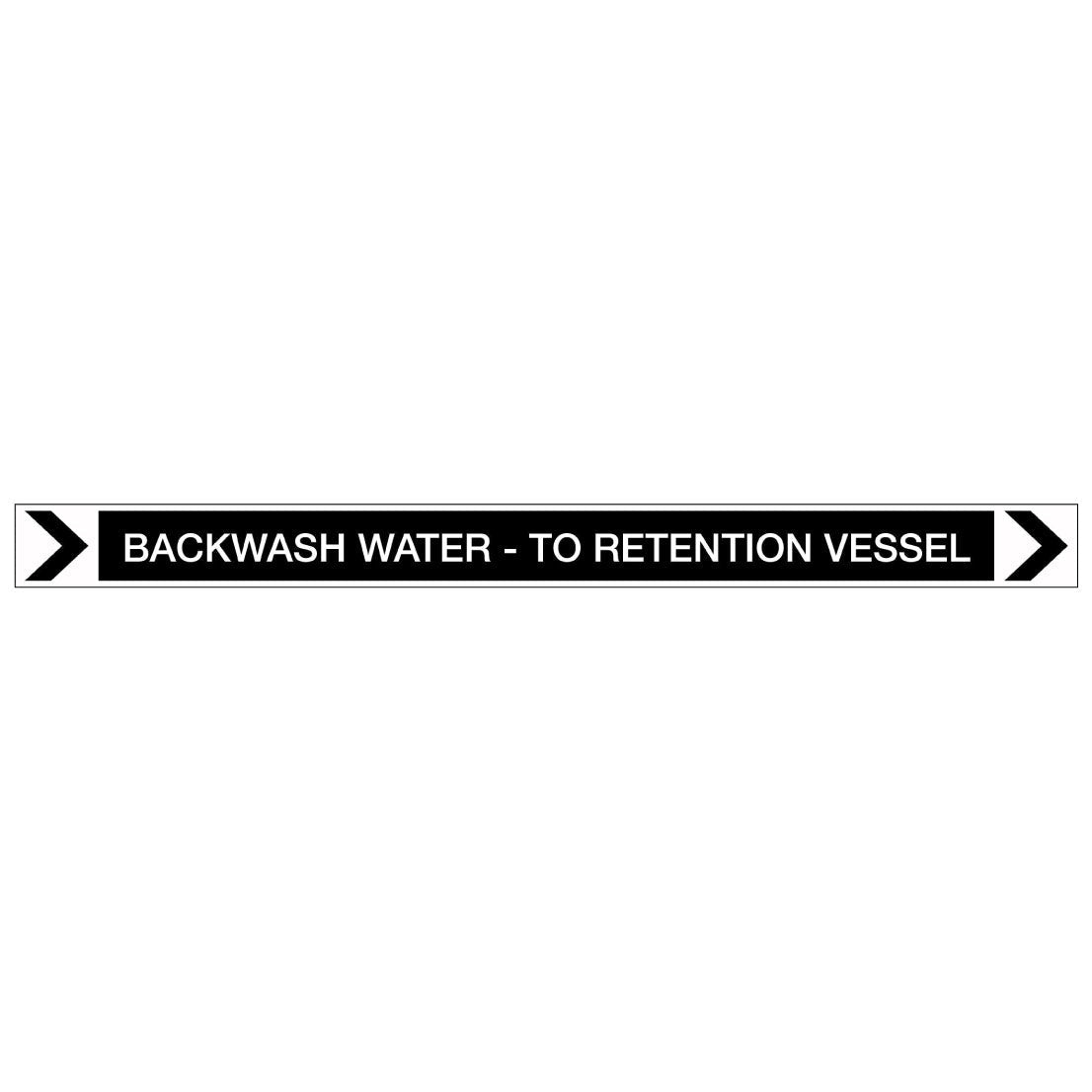 Pool/Spa - Backwash Water - To Retention Vessel (Right) - Pipe Marker Sticker - New Signs