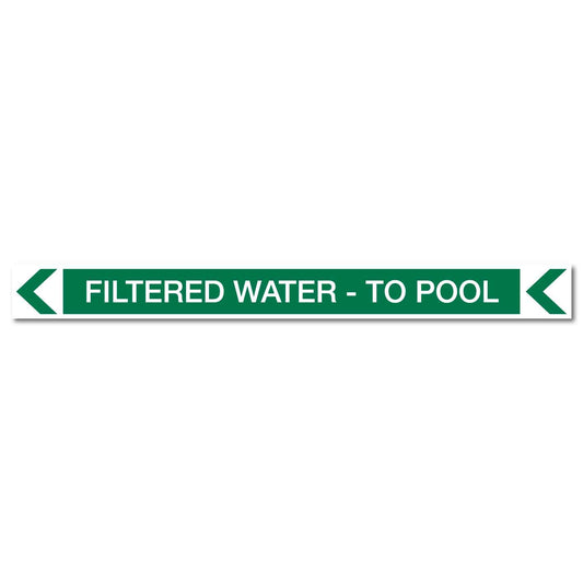 Pool/Spa - Filtered Water - To Pool (Left) - Pipe Marker Sticker - New Signs