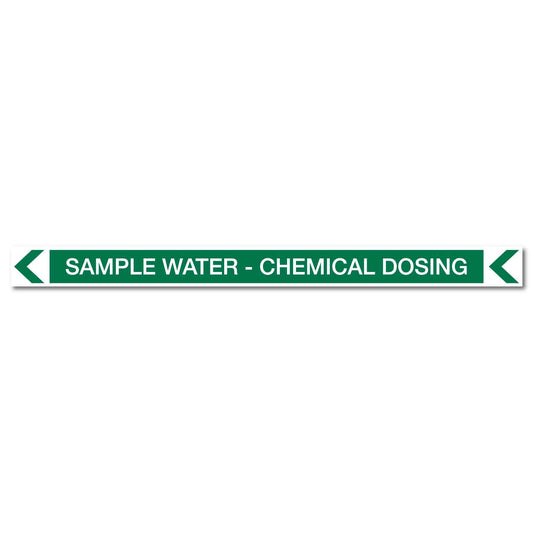 Pool/Spa - Sample Water - Chemical Dosing (Left) - Pipe Marker Sticker - New Signs