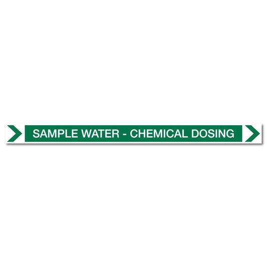 Pool/Spa - Sample Water - Chemical Dosing (Right) - Pipe Marker Sticker - New Signs