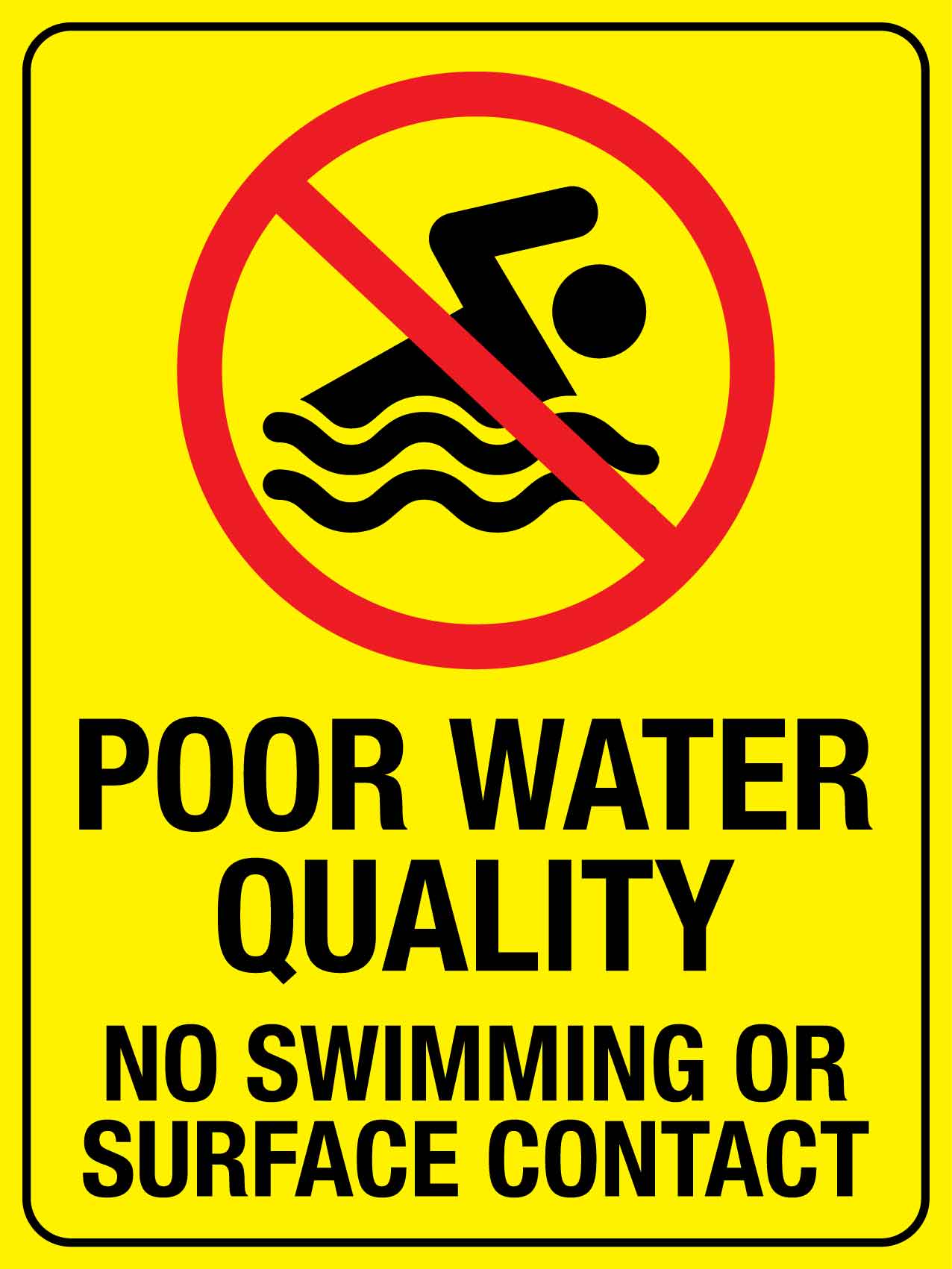 Poor Water Quality Sign - New Signs