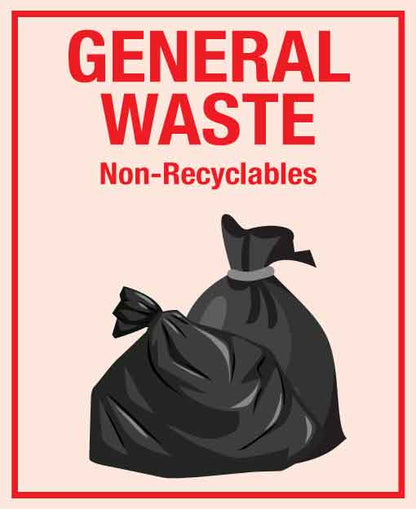 Premium General Waste Wheelie Bin Stickers - New Signs