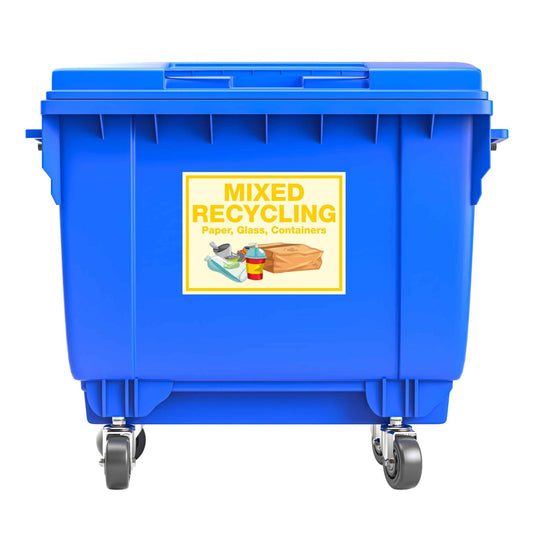 Premium Mixed Recycling Large Bin Sticker - New Signs