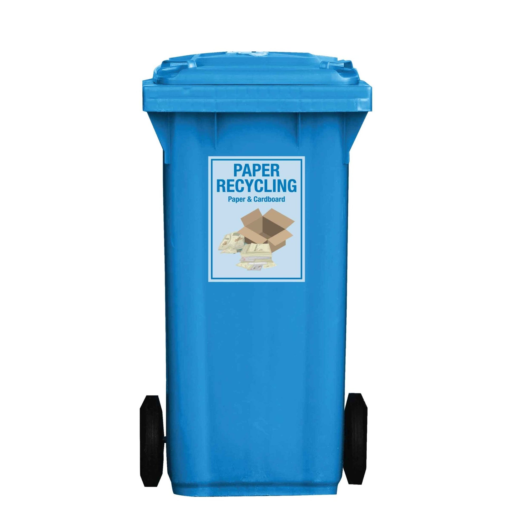 Premium Paper Recycling Wheelie Bin Stickers - New Signs