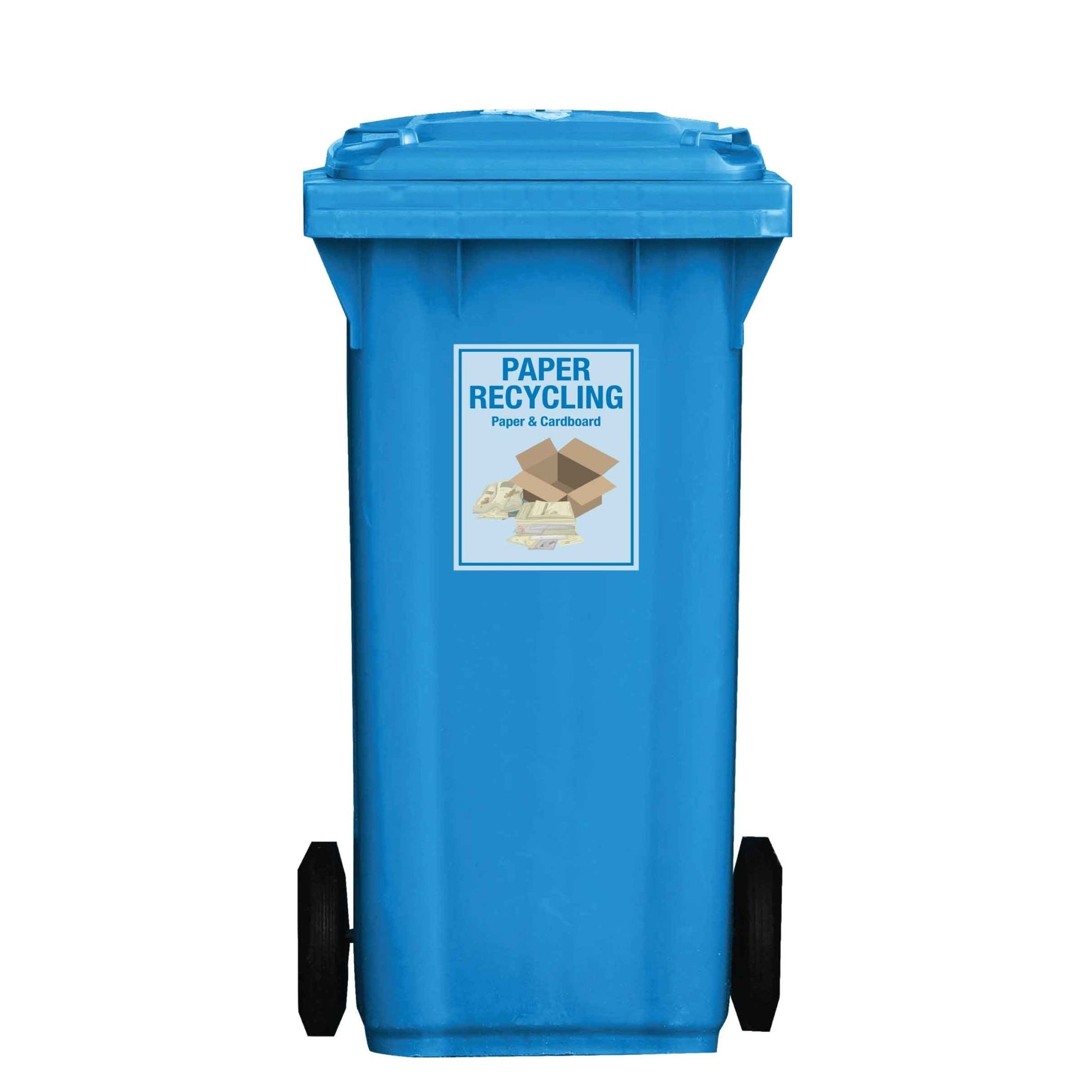 Premium Paper Recycling Wheelie Bin Stickers - New Signs