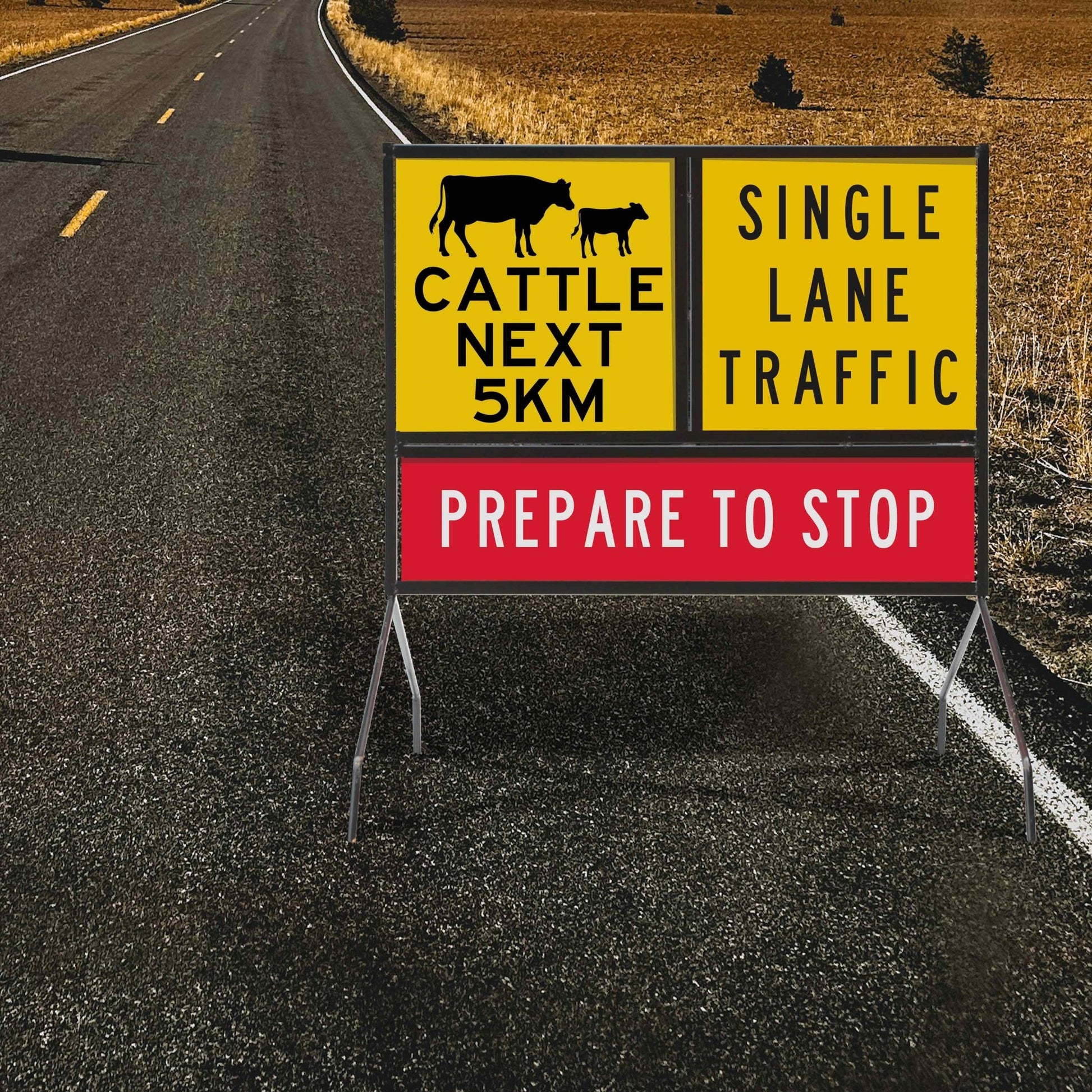 Prepare to Stop Long Skinny Multi Message Traffic Sign - New Signs