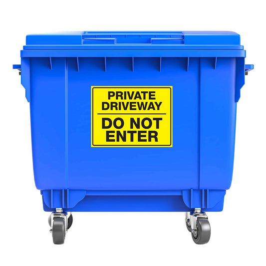 Private Driveway Do Not Enter Large Bin Sticker - New Signs