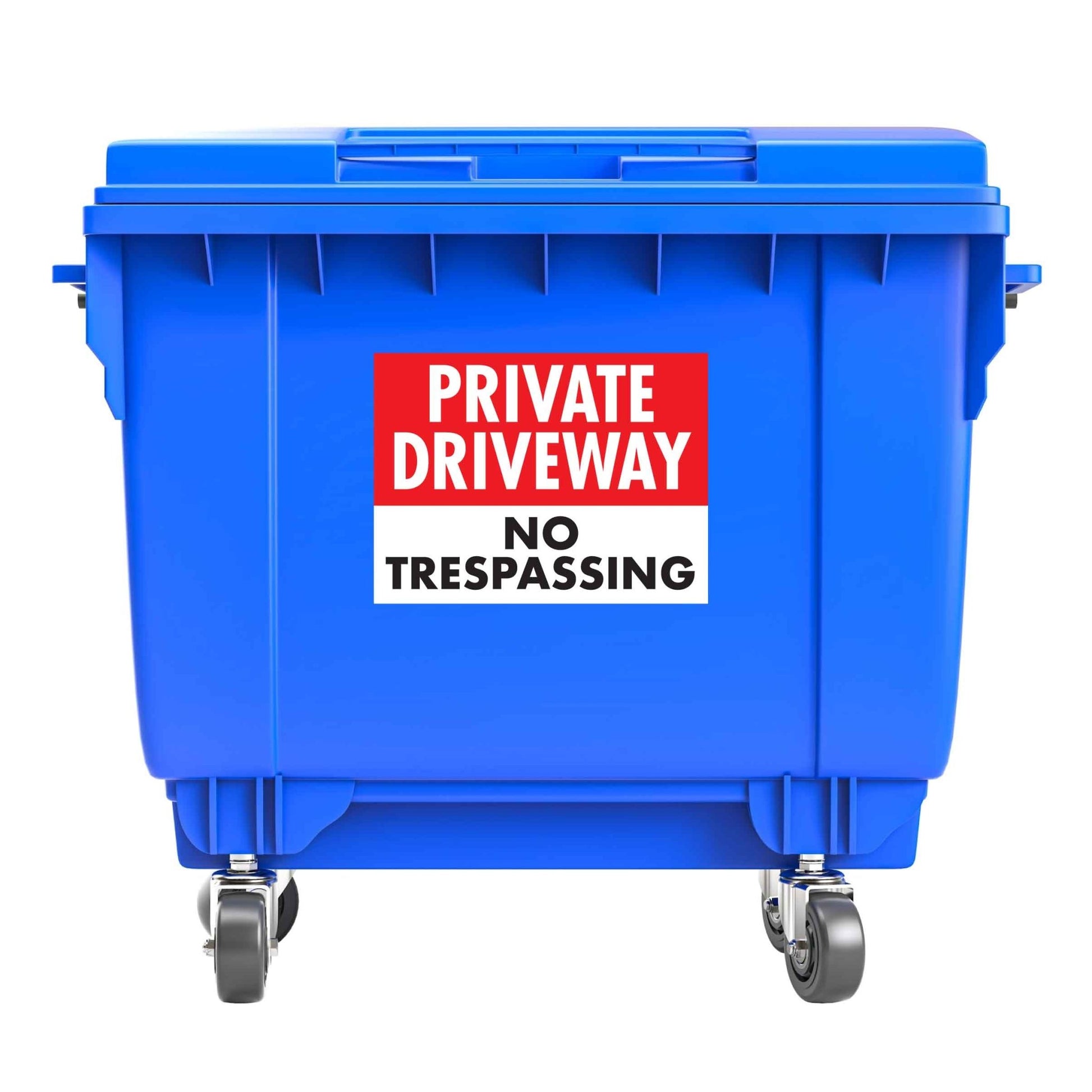 Private Driveway No Trespassing Large Bin Sticker - New Signs