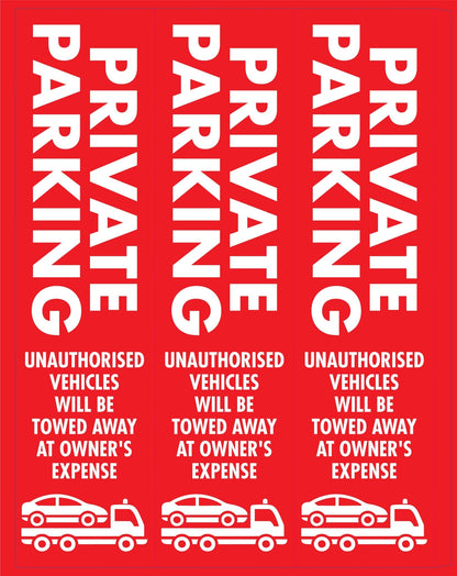 Private Parking Unauthorised Vehicles Will Be Towed Red - Corflute Bollard Cover - New Signs