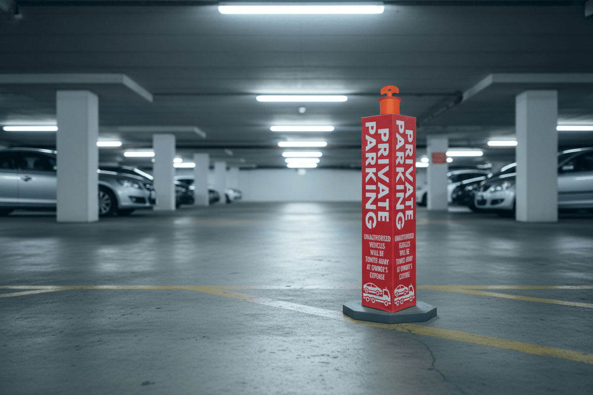 Private Parking Unauthorised Vehicles Will Be Towed Red - Corflute Bollard Cover - New Signs
