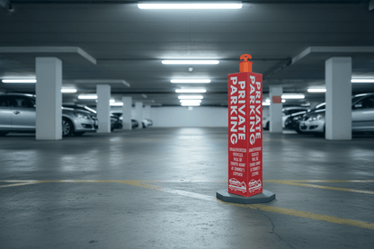 Private Parking Unauthorised Vehicles Will Be Towed Red - Corflute Bollard Cover - New Signs