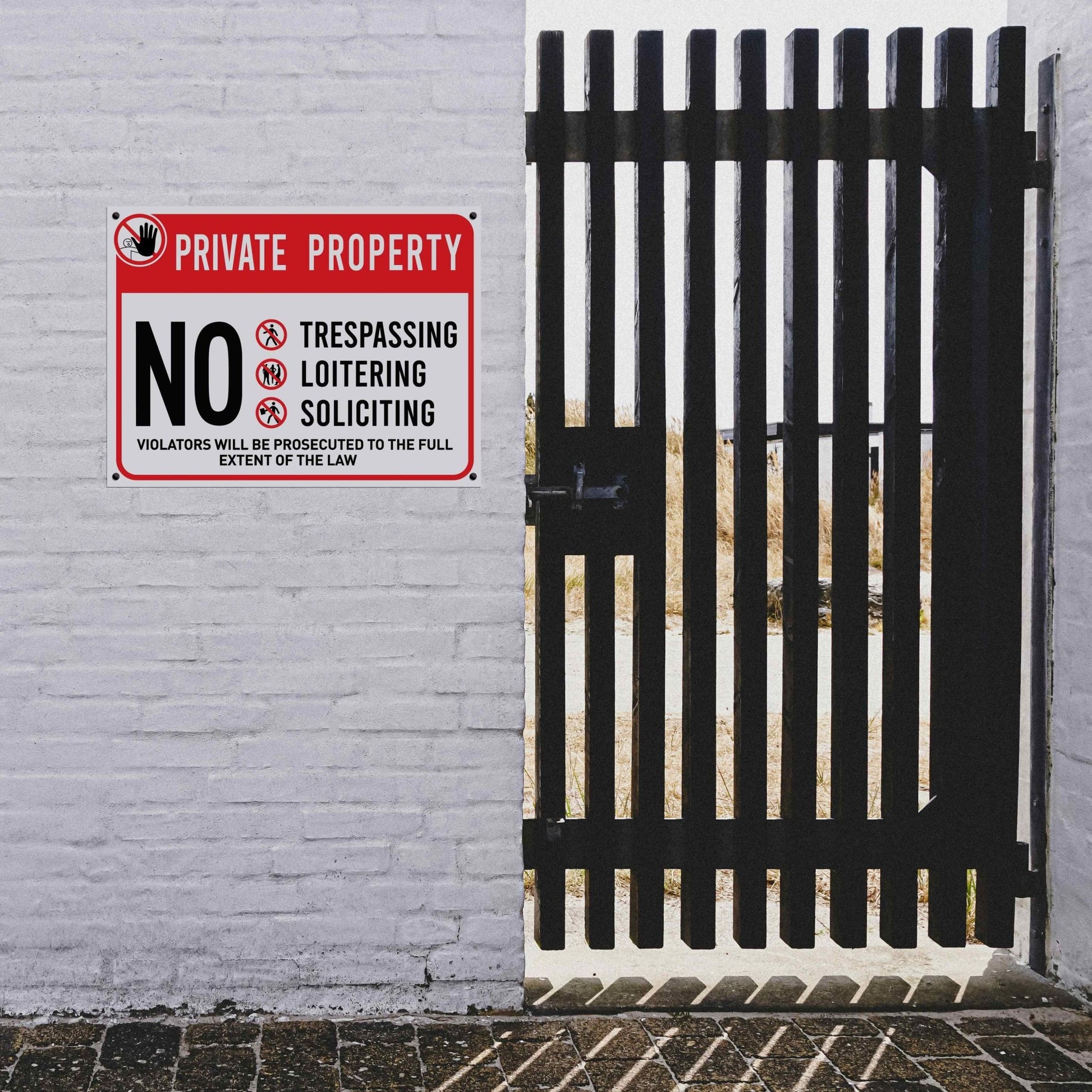 Private Property No Trespassing Loitering Soliciting Sign - New Signs