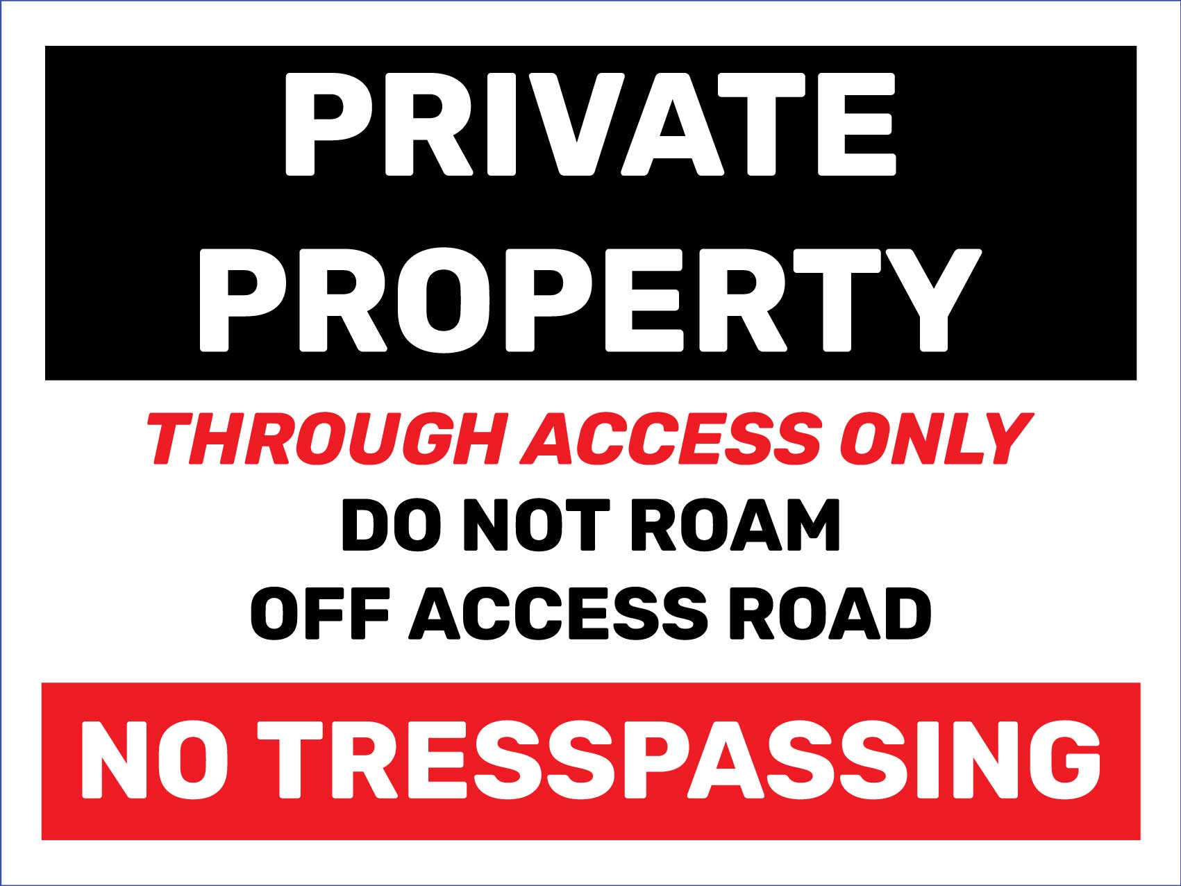 Private Property Through Access Only Sign - New Signs