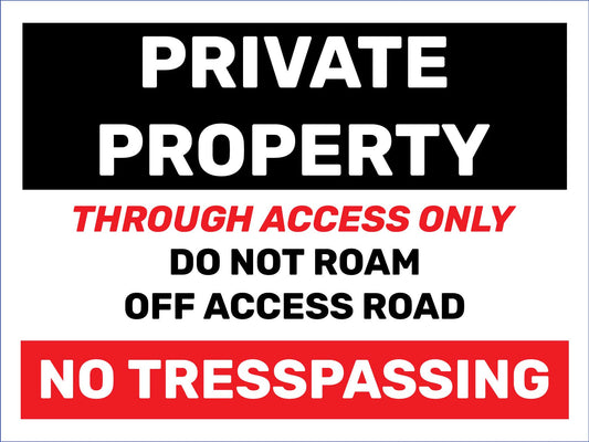 Private Property Through Access Only Sign - New Signs