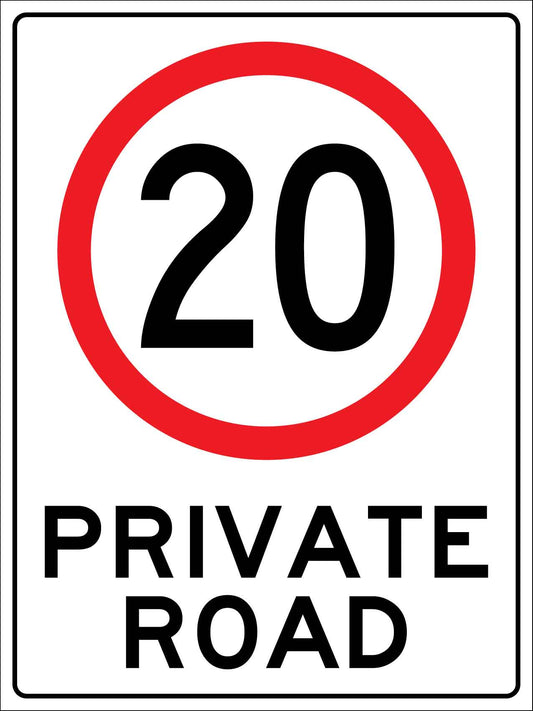 Private Road 20km Sign - New Signs