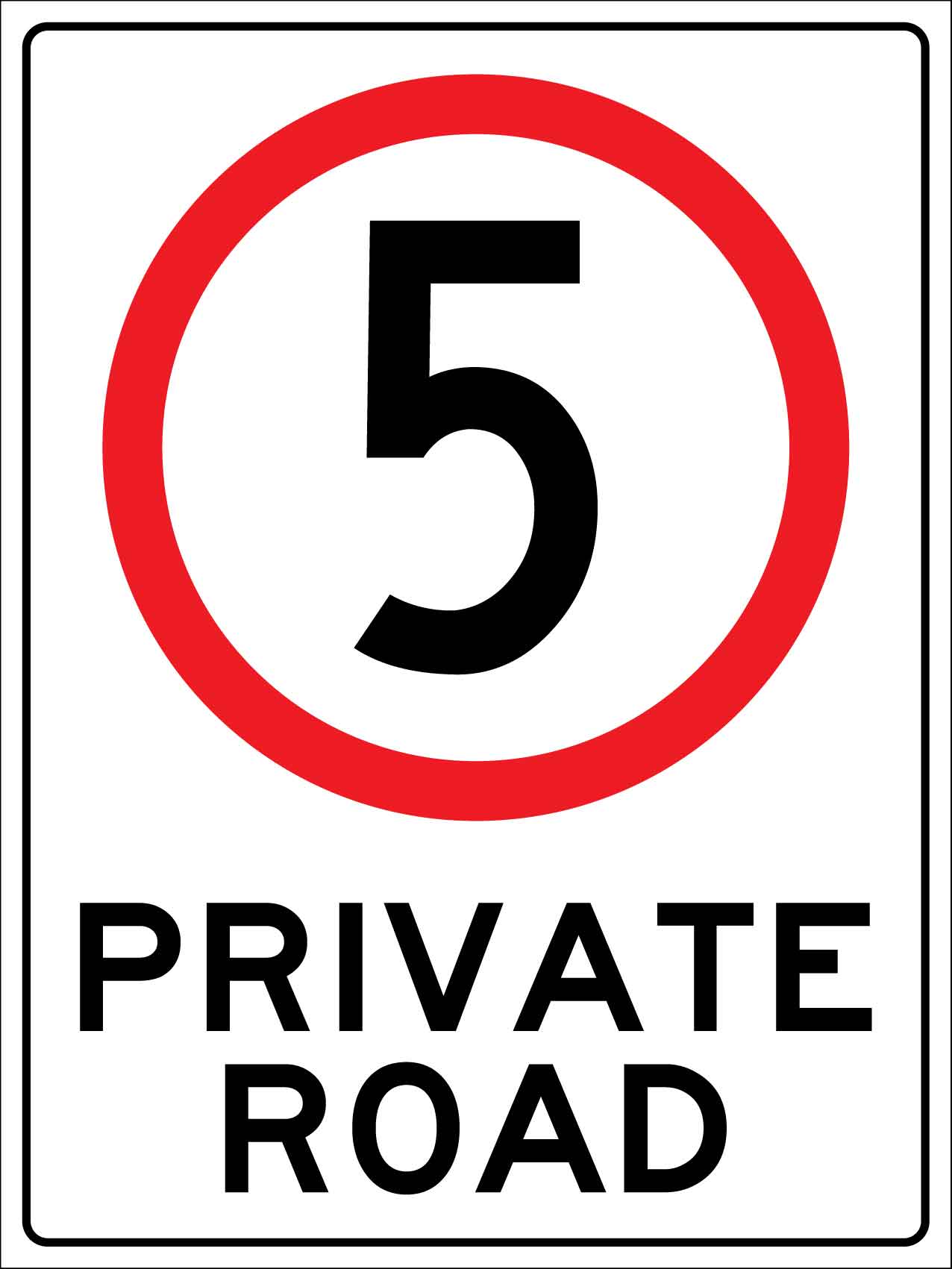 Private Road 5km Sign - New Signs