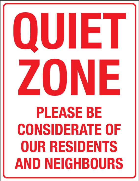 Quiet Zone Please Be Considerate Of Our Residents and Our Neighbours Wheelie Bin Sticker - New Signs
