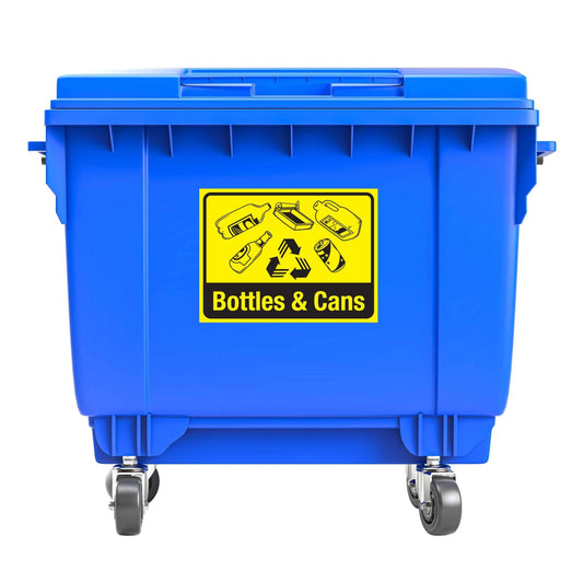 Recycle Bottles & Cans Large Bin Sticker - New Signs