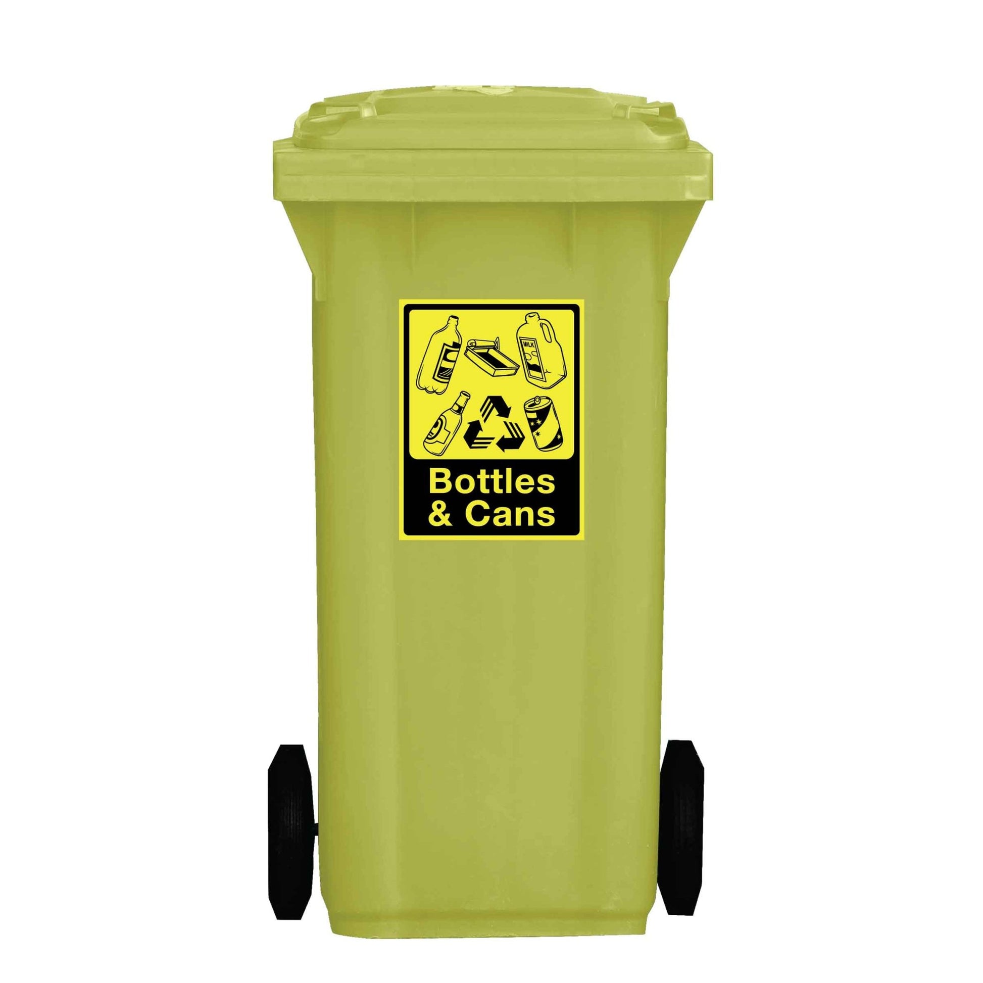 Recycle Bottles & Cans Wheelie Bin Stickers - New Signs