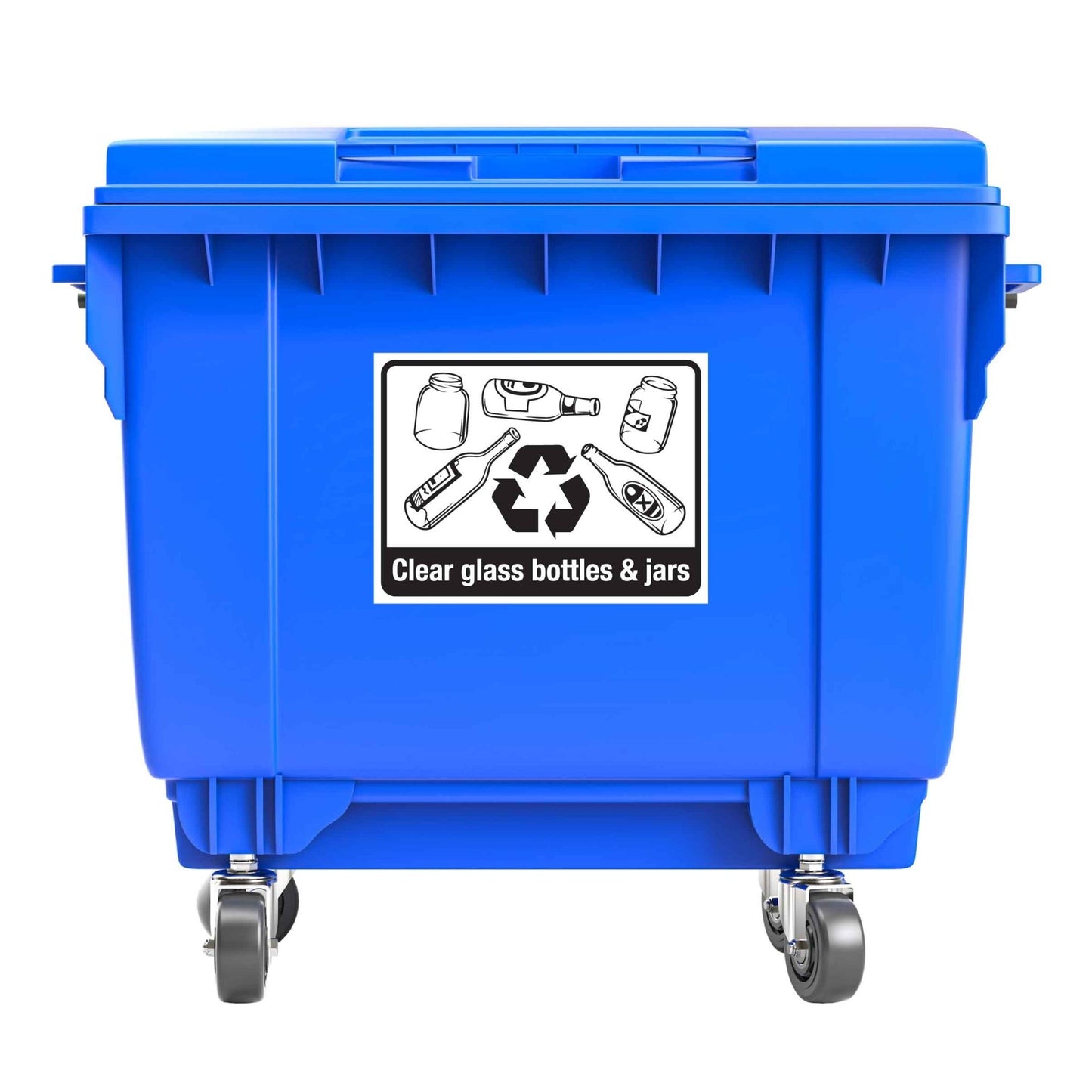 Recycle Clear Glass Bottles & Jars Large Bin Sticker - New Signs