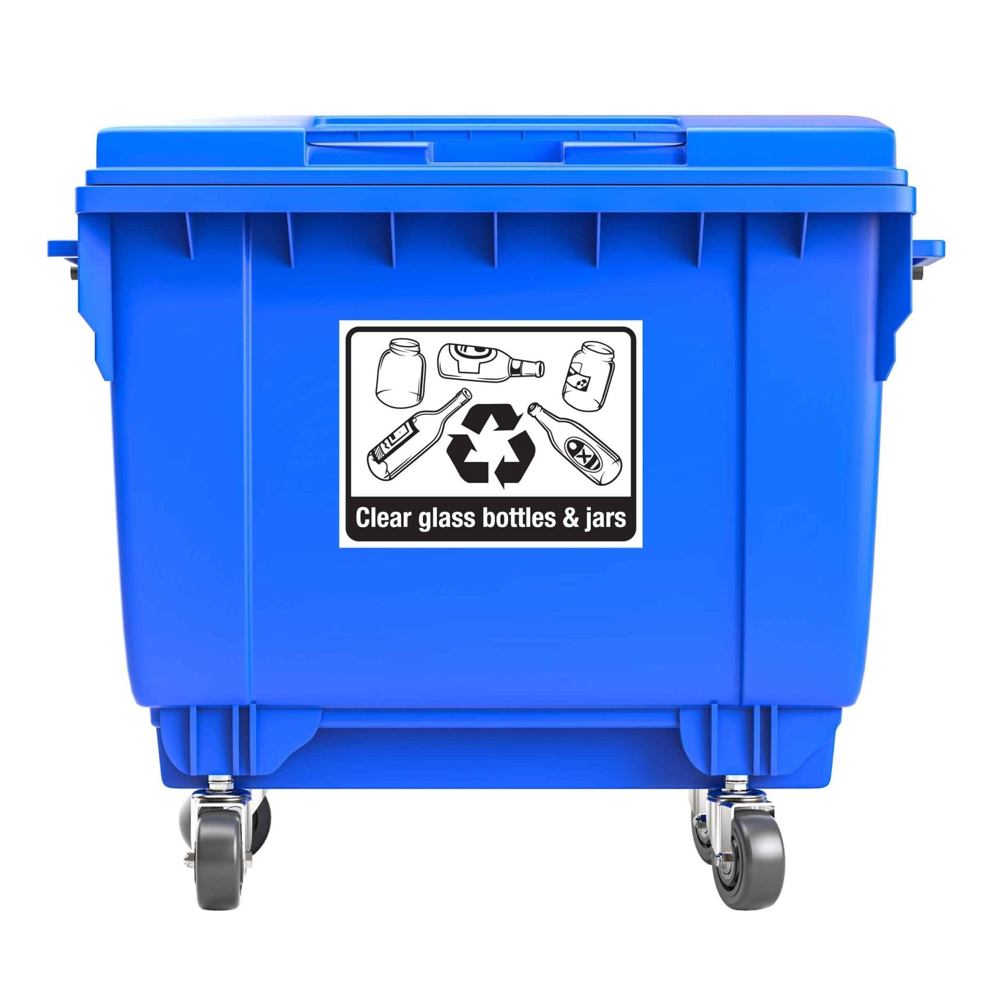 Recycle Clear Glass Bottles & Jars Large Bin Sticker - New Signs