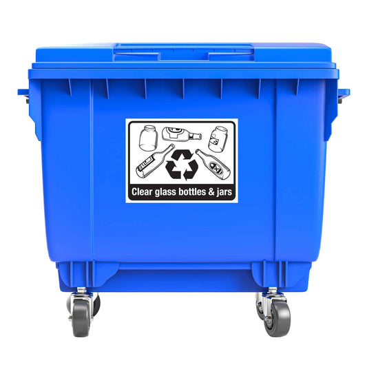 Recycle Clear Glass Bottles & Jars Large Bin Sticker - New Signs