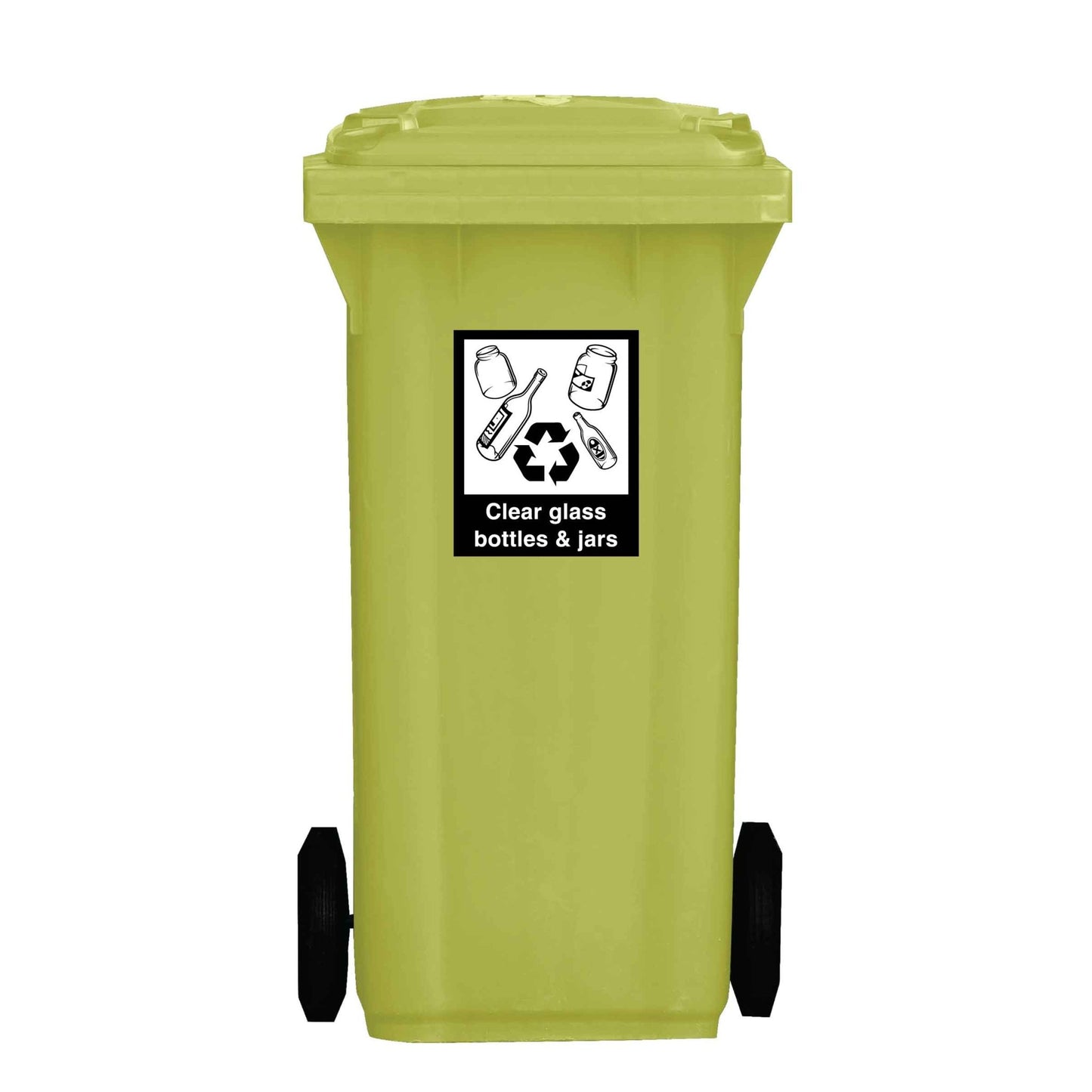 Recycle Clear Glass Bottles & Jars Wheelie Bin Stickers - New Signs