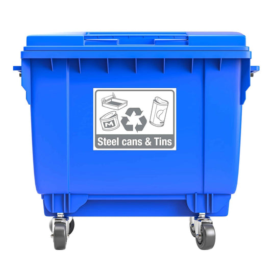 Recycle Steel Cans & Tins Large Bin Sticker - New Signs
