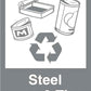 Recycle Steel Cans & Tins Wheelie Bin Stickers - New Signs