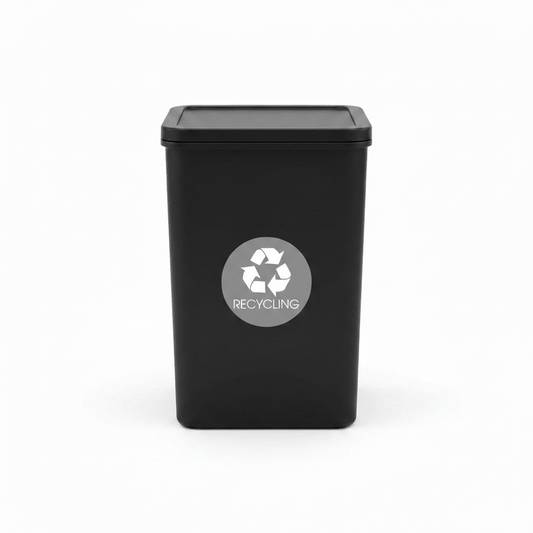 Recycling Grey Background Circle Bin Sticker - New Signs