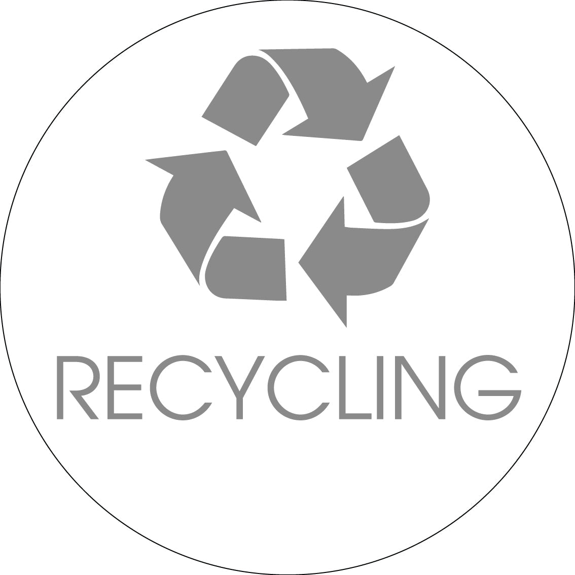 Recycling Grey Circle Bin Sticker - New Signs