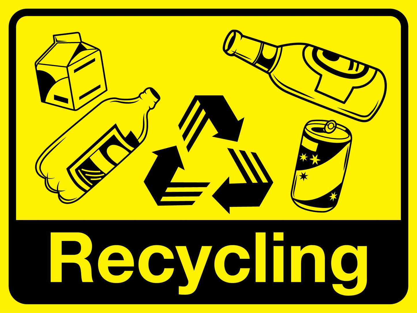 Recycling Large Bin Sticker - New Signs