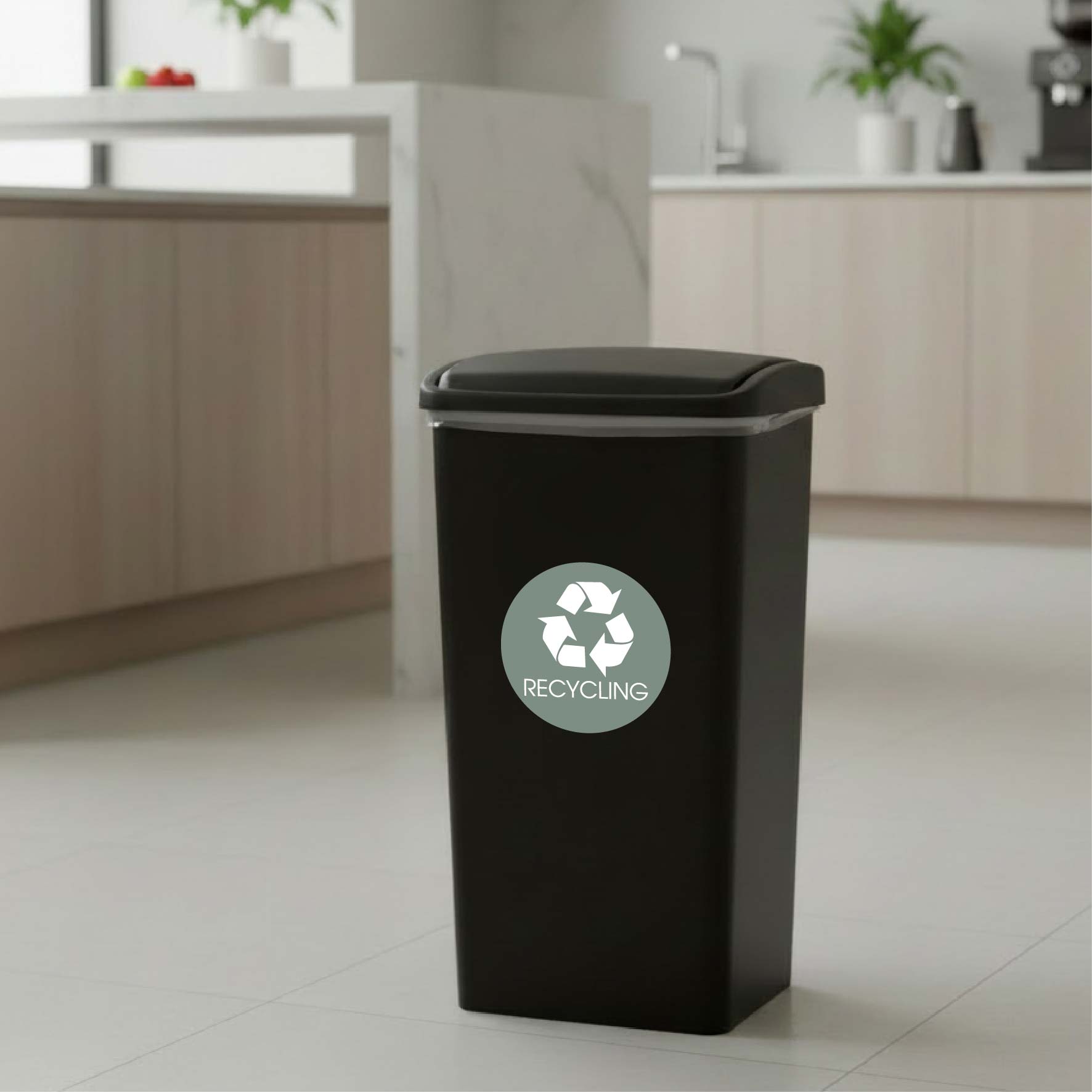 Recycling Sage Background Circle Bin Sticker - New Signs