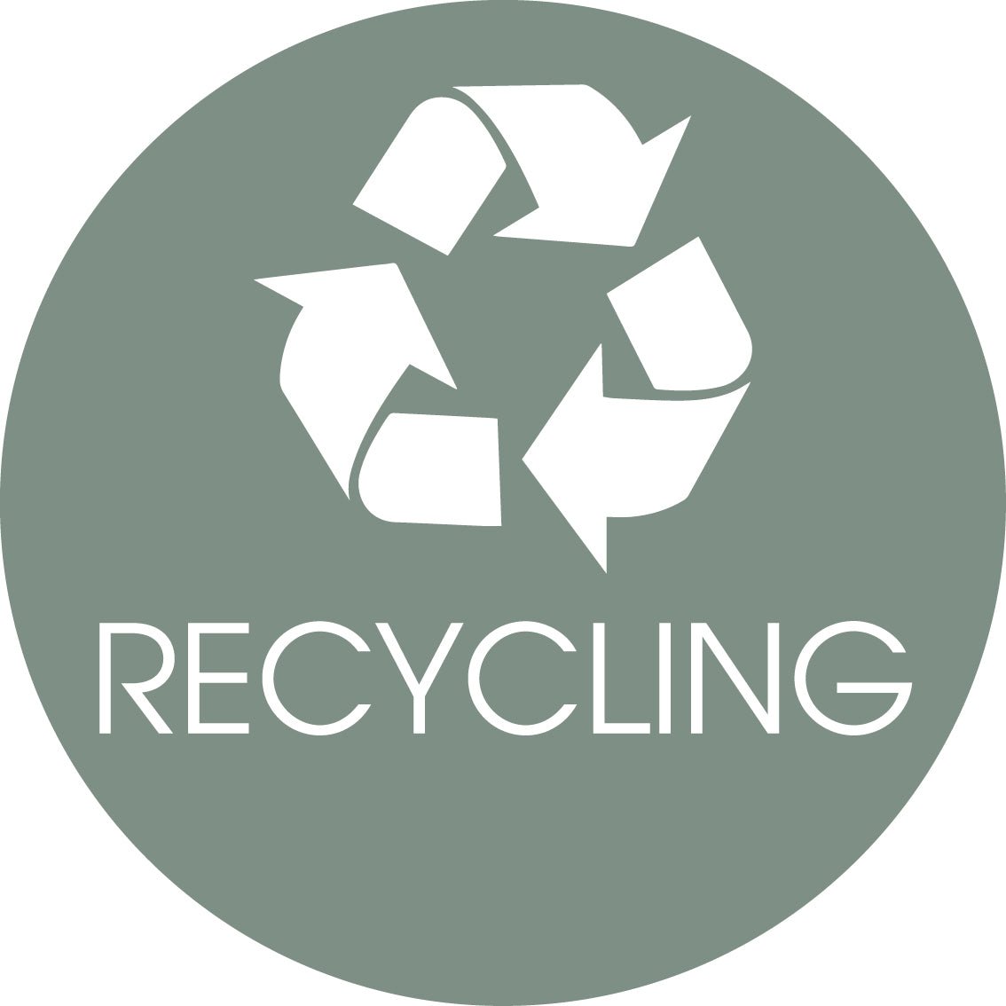 Recycling Sage Background Circle Bin Sticker - New Signs