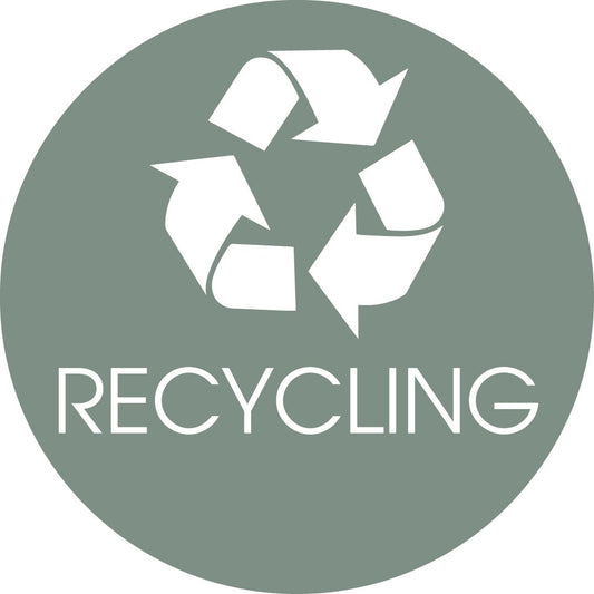 Recycling Sage Background Circle Bin Sticker - New Signs