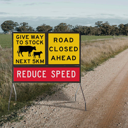 Reduce Speed Long Skinny Multi Message Traffic Sign - New Signs