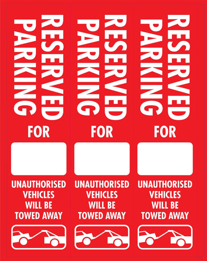 Reserved Parking For Unauthorised Vehicles Will Be Towed Away - Corflute Bollard Cover - New Signs