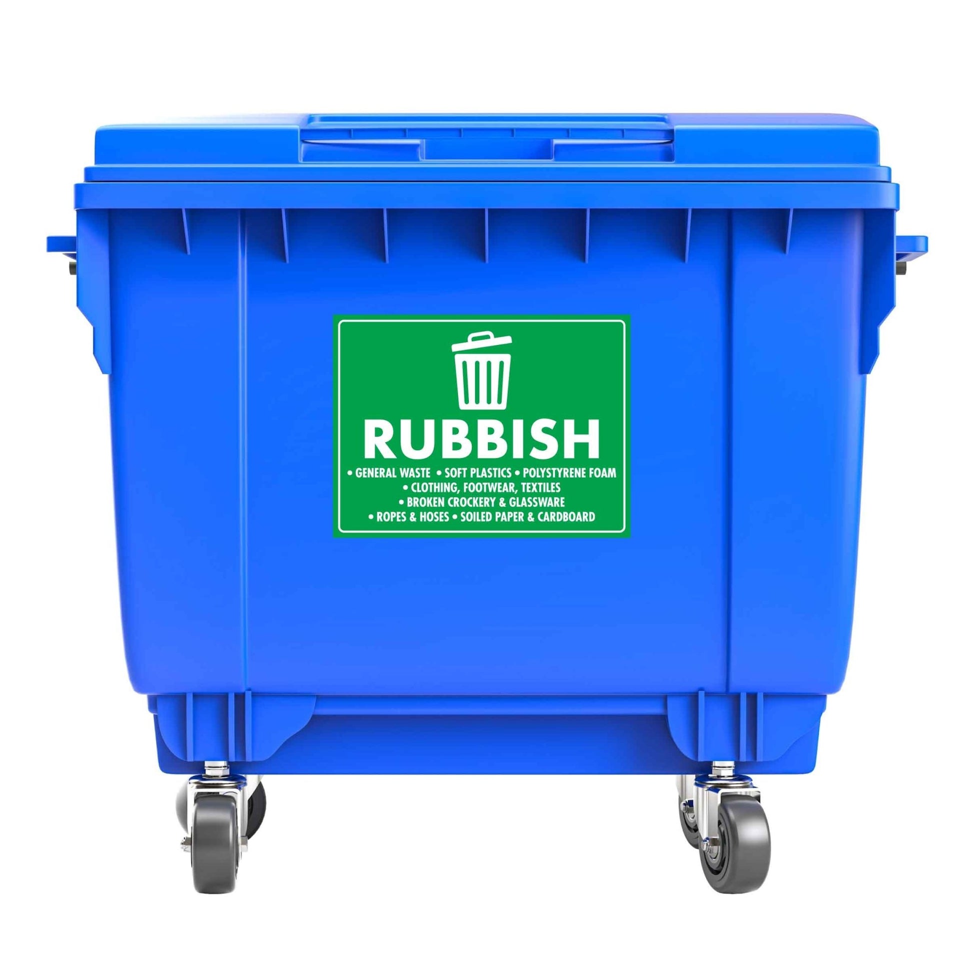 Rubbish General Waste Soft Plastics Large Bin Sticker - New Signs
