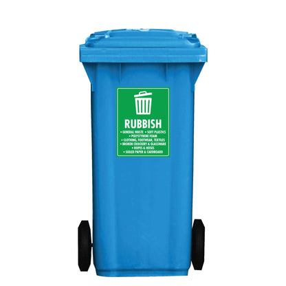 Rubbish Wheelie Bin Stickers - New Signs