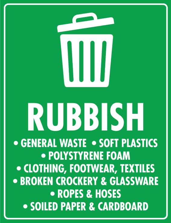 Rubbish Wheelie Bin Stickers - New Signs