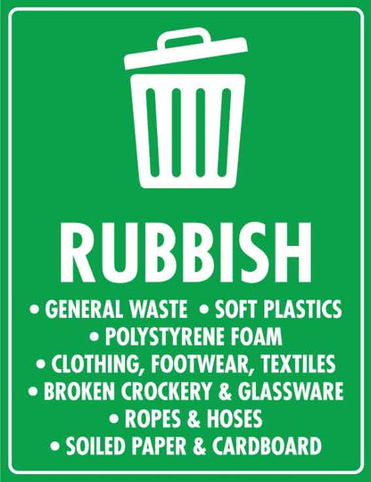 Rubbish Wheelie Bin Stickers - New Signs