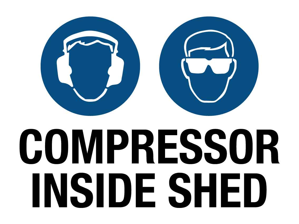 SF Compressor Inside Shed Sign 300mm x 400mm - New Signs