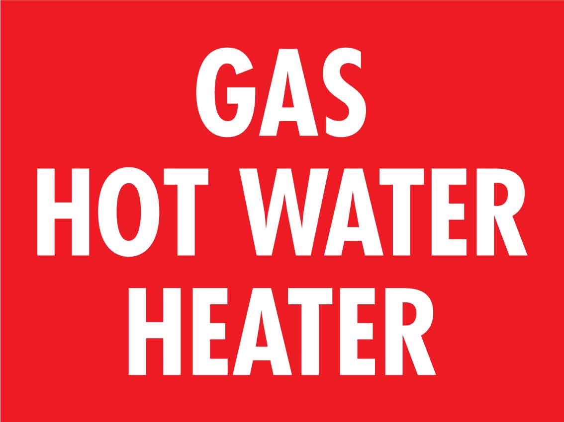 SF Gas Hot Water Heater Sign 300mm x 400mm - New Signs
